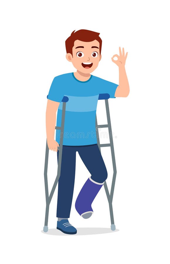 Young Man Have Broken Leg Bone and Feel Happy Stock Vector ...