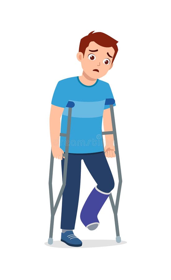 Young Man Have Broken Leg Bone and Feel Sad Stock Vector - Illustration ...