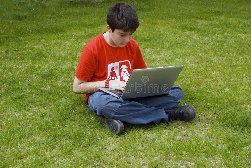 Young man and laptop
