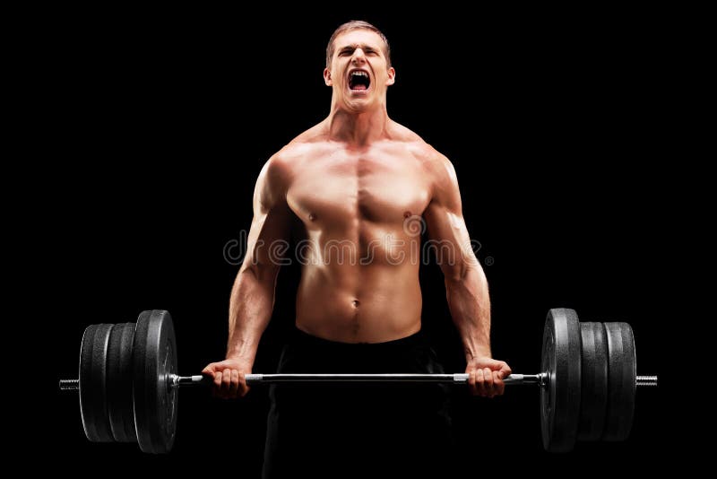 Young Man Lifting a Heavy Weight Stock Image Image of adult, isolated