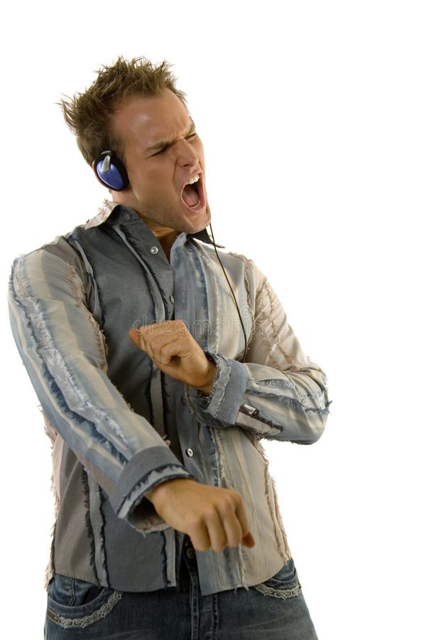 Young man listening music