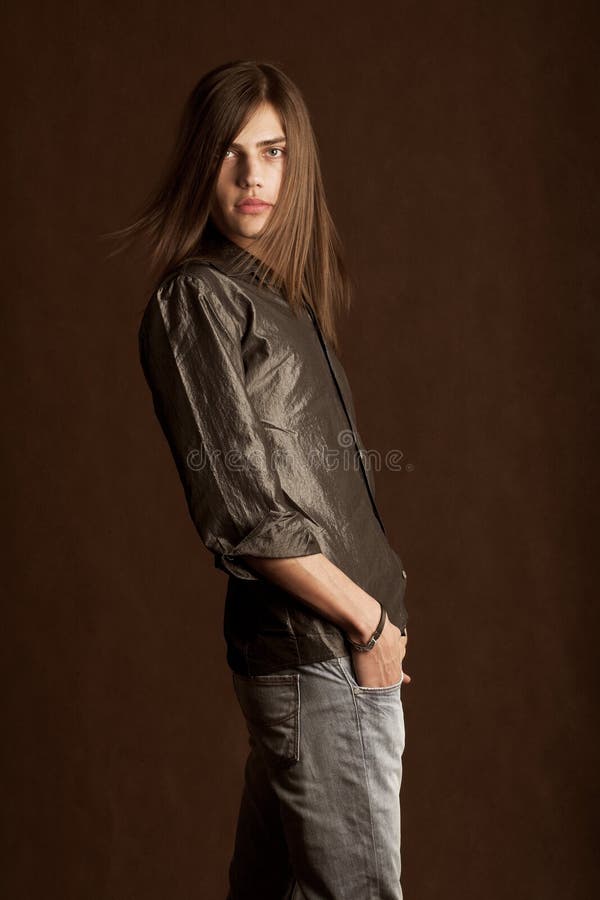 Young Man With Long Hair Stock Image Image Of Graceful 5802723