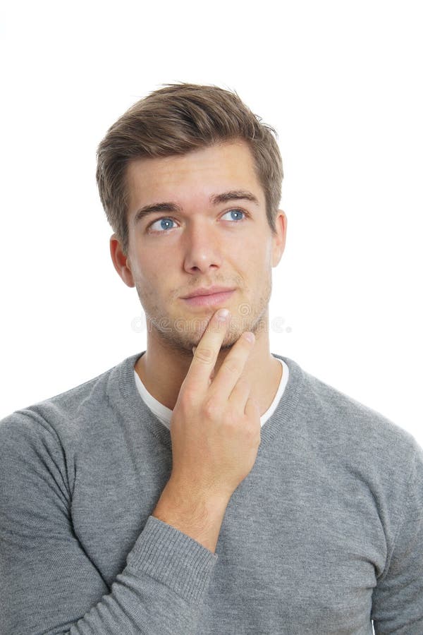 Young man lost in thought stock image. Image of ponder - 39271325