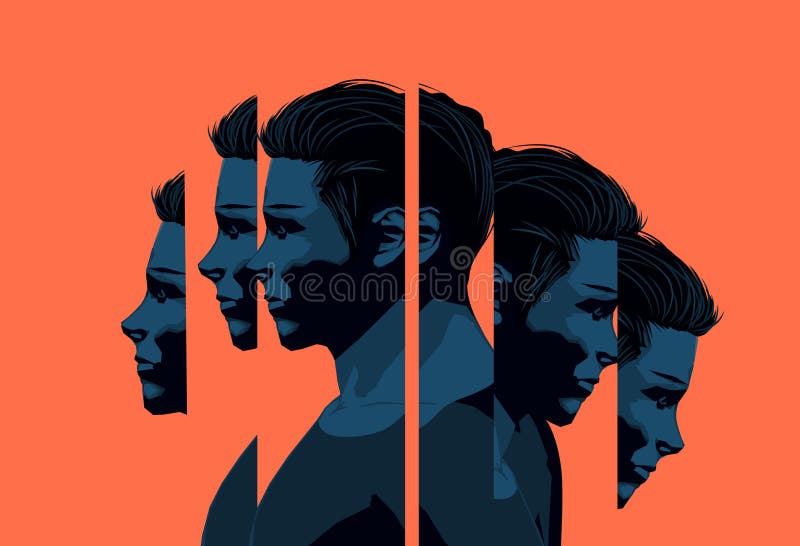 Young Man And Mental Health Concept vector illustration