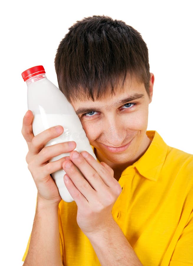 Young Man with a Milk stock photo. Image of handsome 87717594