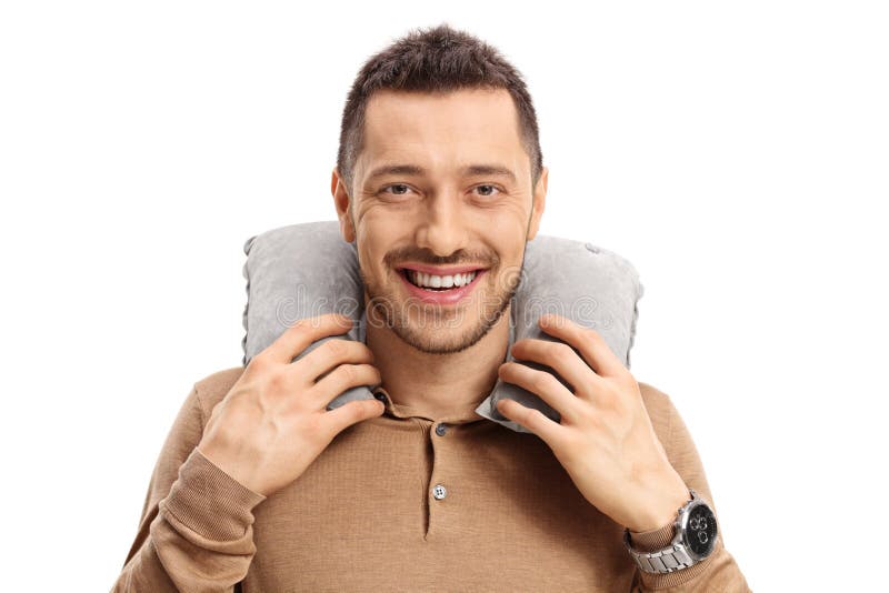 Young Man With A Neck Pillow Sleeping On A Seat Stock Photo Image of