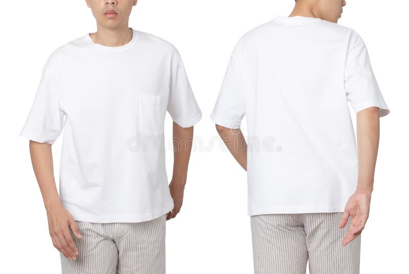 Young Man in Oversize T Shirt Mockup Isolated on White Background with ...