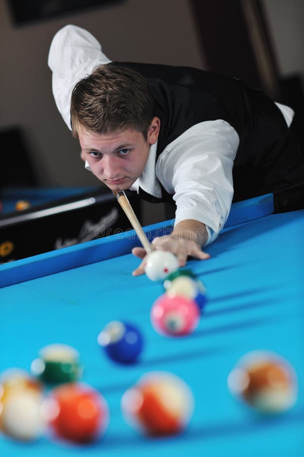 Young Man Play Pro Billiard Game Stock Image Image of hobby, concept