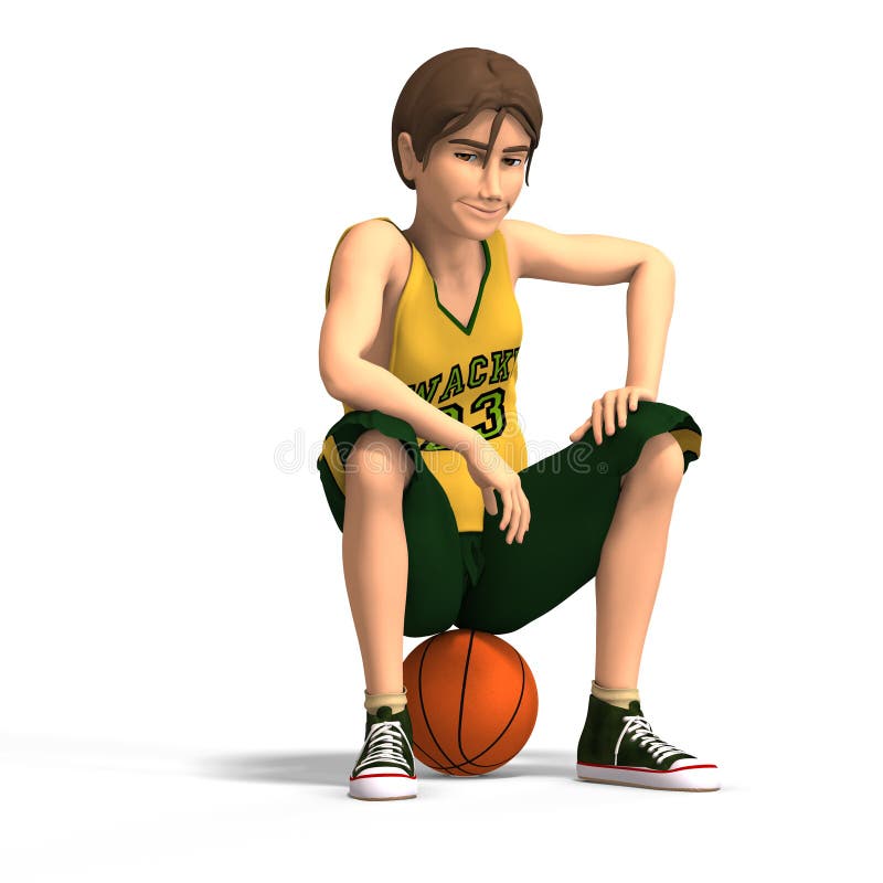 Young man plays basketball