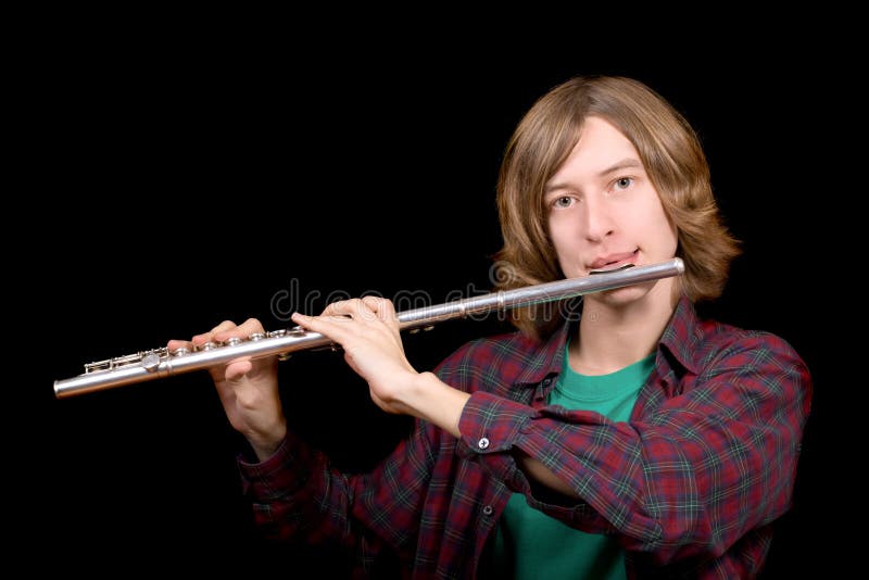 Man with flute stock image. Image of professional, play 165633719