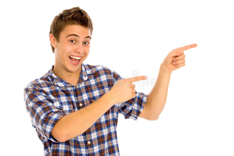 Young man pointing royalty free stock photo