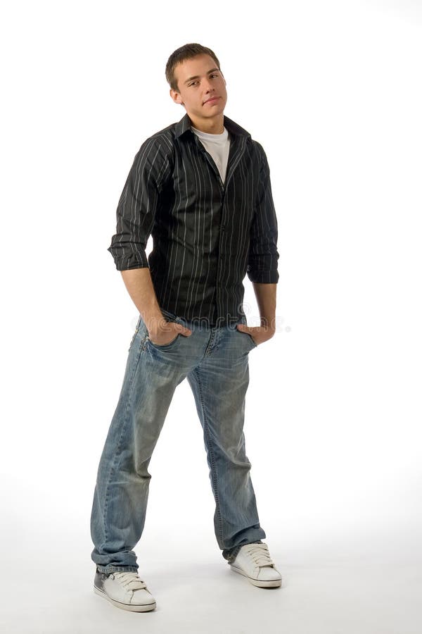 The young man posing in studio