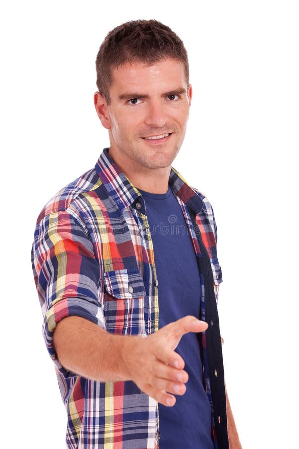 Young Man Putting Out Hand for Shaking Stock Photo - Image of friend