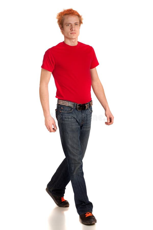 red shirt matching jeans