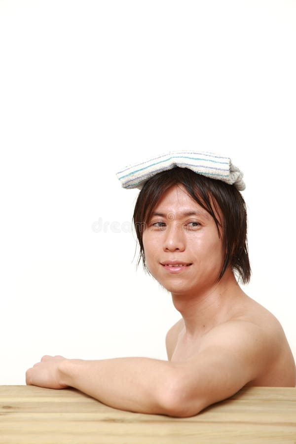 Young Man Relaxing Japanese Traditiona Bath Stock Photo Image of