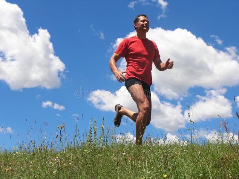 Young man is running