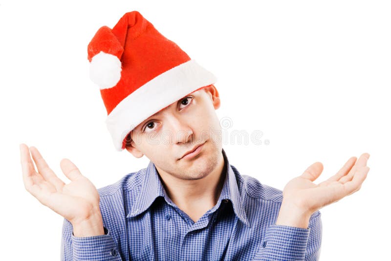 Young man in a Santa hat