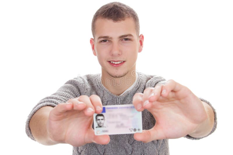 Young Man Showing Off His Driver License Stock Photo Image Of Driver