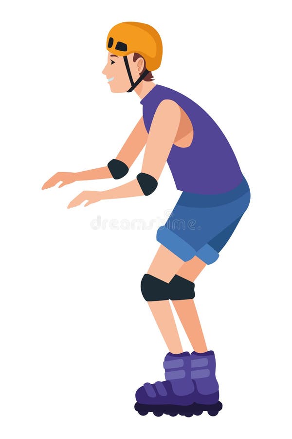 Young Man with Skates Cartoon Stock Vector - Illustration of sport ...