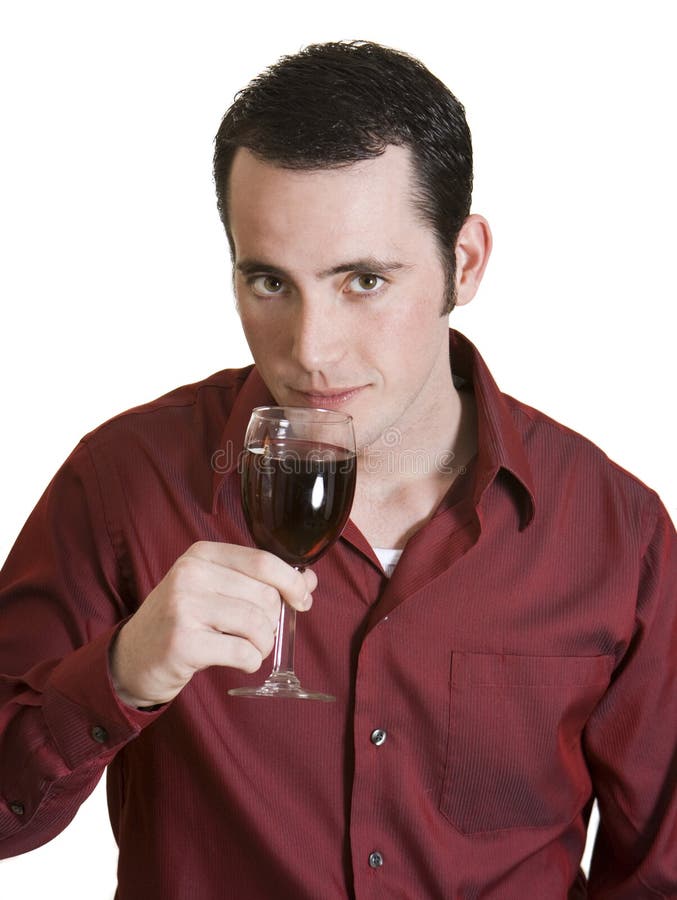 Young Man Smelling Red Wine Stock Photo Image of looking, taste 8014002