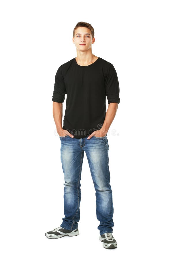 Young Man Standing with Legs Crossed Stock Image Image of beige, look