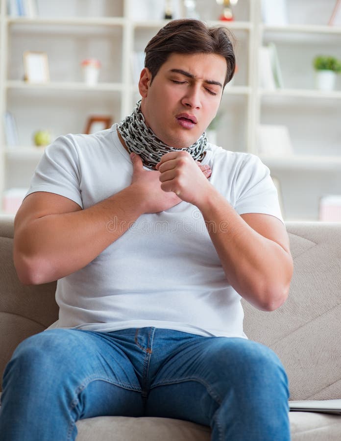 Young man suffering from sore throat royalty free stock photography Young man suffering from sore throat royalty free stock photography