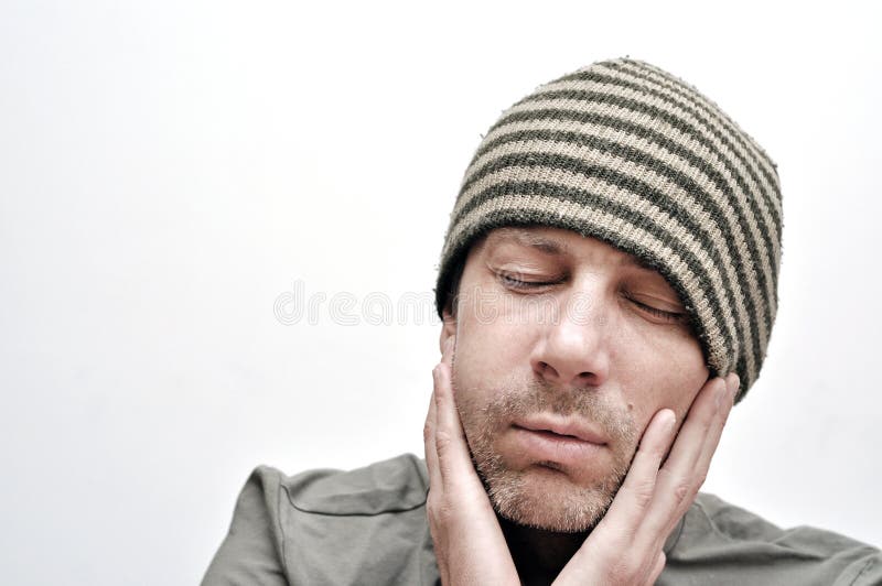 Young Man Suffering from Toothache, Teeth Pain, Having a Swollen Stock