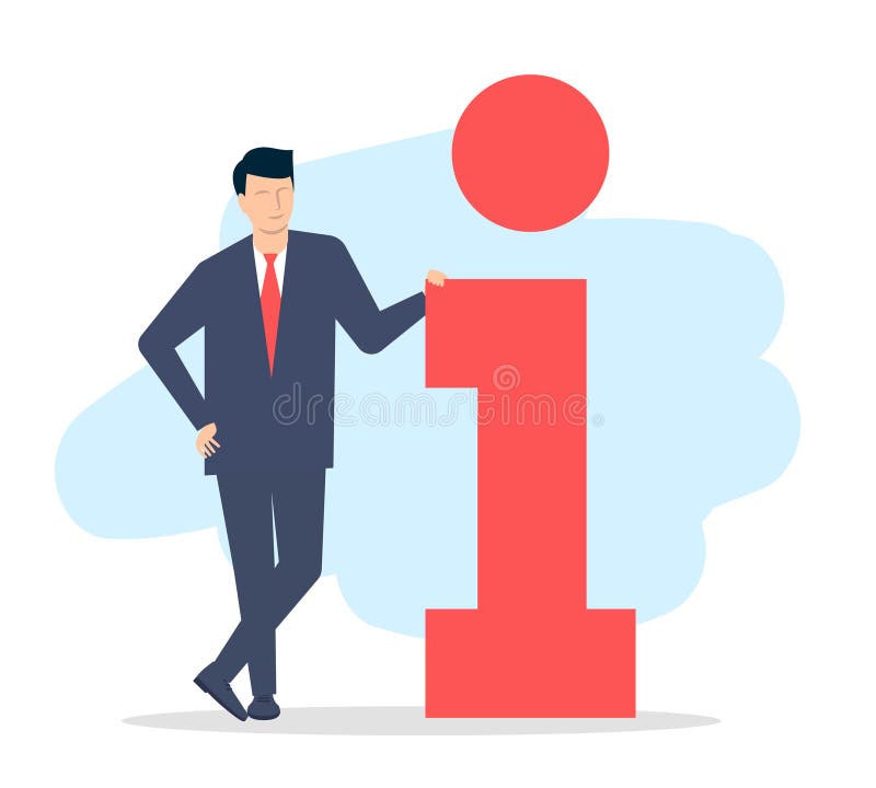 A young man in a suit presents information. Vector illustration vector illustration