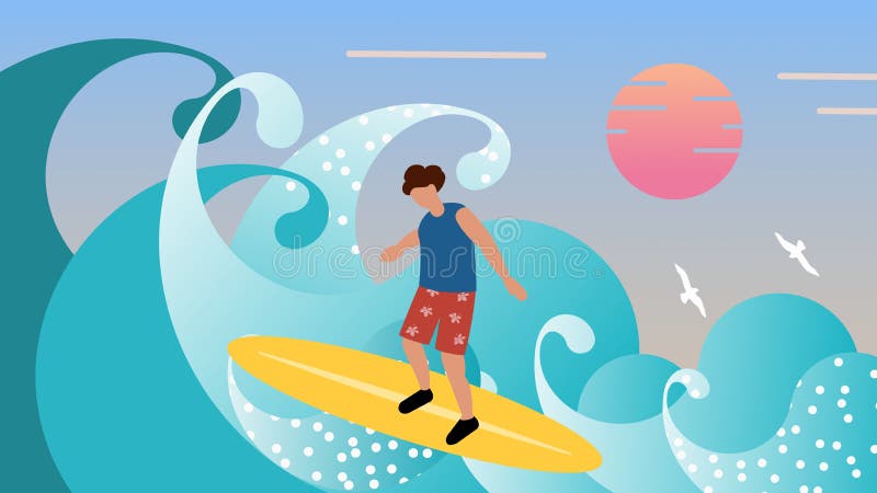 Young male surfer stock vector. Illustration of aqua - 247010555