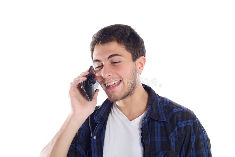 Young Man Talking On His Phone. Stock Photo - Image of looking ...