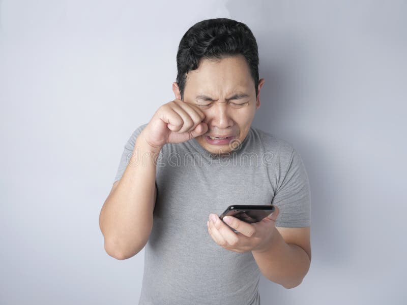 Sad Man Has Bad Online Chat News and Feels Disappointed on the Smartphone.  Stock Photo - Image of disappointment, frustration: 230679098