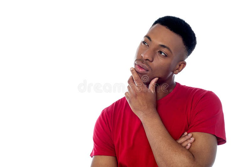 Young Man Thinking Something Stock Photo - Image of recall, trendy ...