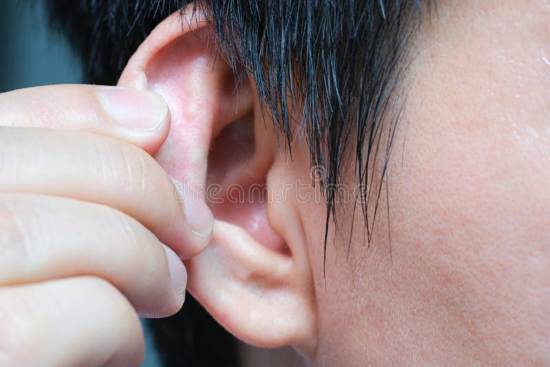 The Young Man Touched His Ear and he Had a Sore Ear Stock Image Image