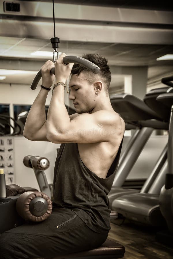 Young Man Training on Gym Equipment Stock Image Image of person, asian 87610235