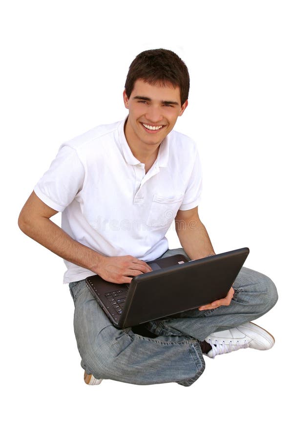 Young man using lap-top.