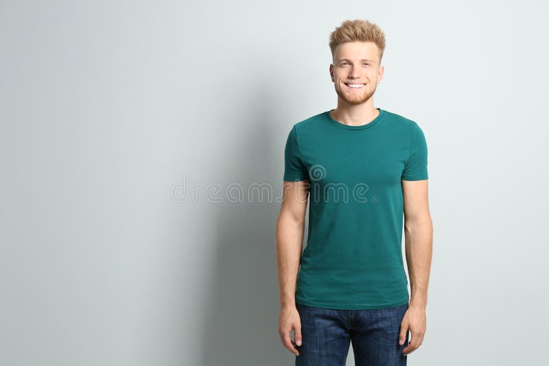 Young Man Wearing Blank T-shirt. Mockup for Design Stock Photo - Image ...