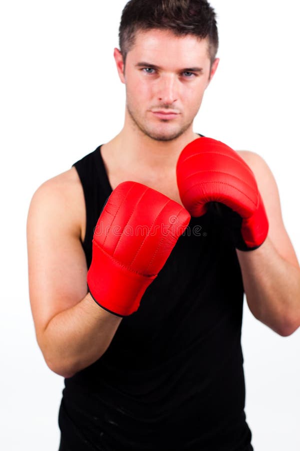 Young Man Wearing Boxing Gloves Stock Photo - Image of macho, person ...