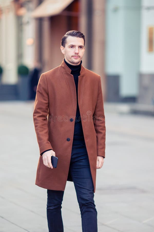 Happy Young Man Walking At Autumn Day Stock Photo - Image of handsome ...