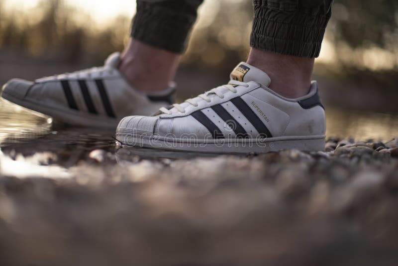 Young Man Wearing an Old Pair of Adidas Superstar Shoes in a River Water  Editorial Photo - Image of modern, adidas: 187495281