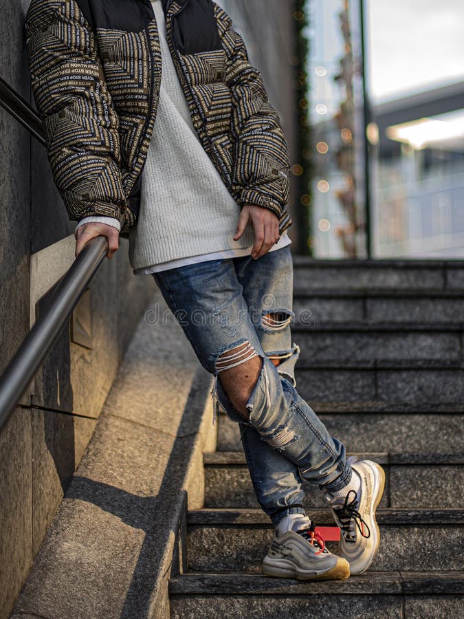 Young Man Wearing a Pair of Nike Air Max 97 Off-White Editorial Photography  - Image of clothing, pair: 191371772