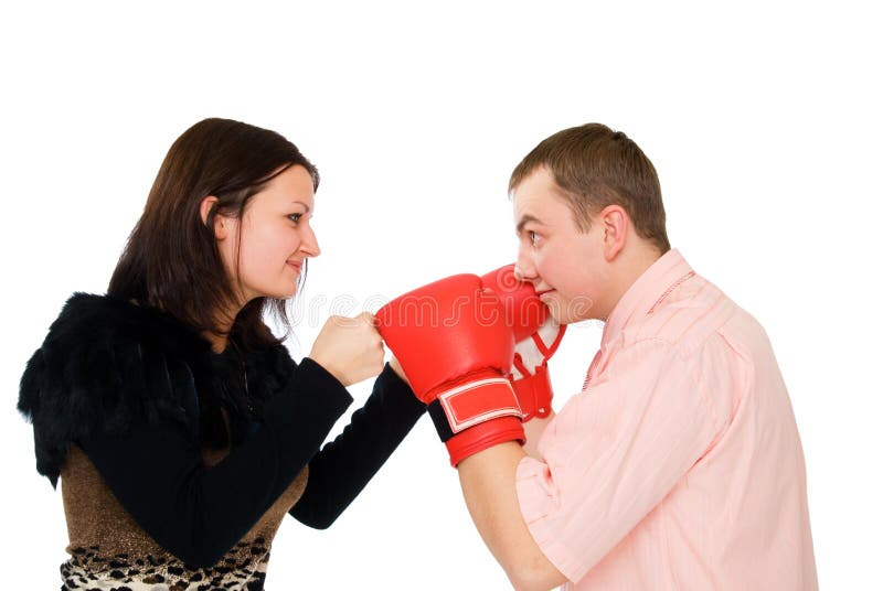 Angry wife boxing husband stock photo. Image of house 21428554