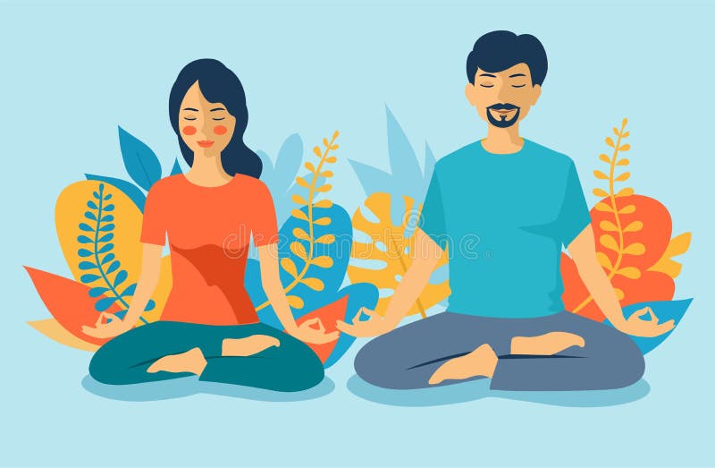 Duo Yoga Partner Meditation Relief Stock Illustration 2316034867