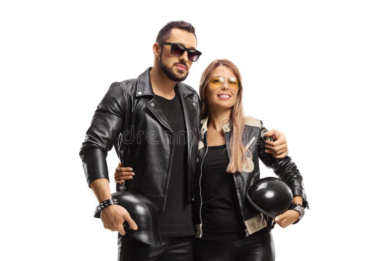 Rock and Roll Couple in Leather Clothes Standing Together Stock Image -  Image of length, male: 68245143