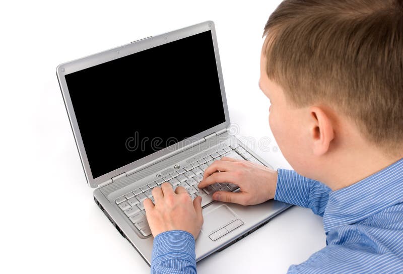 Young man working of a laptop