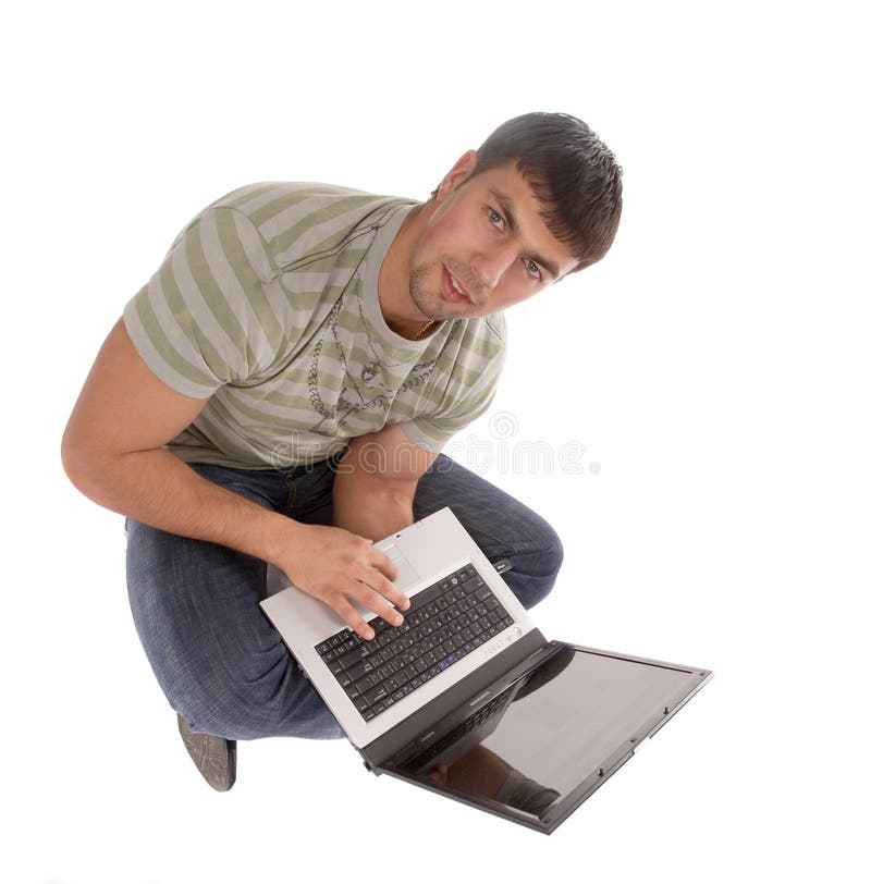 Young man working with laptop