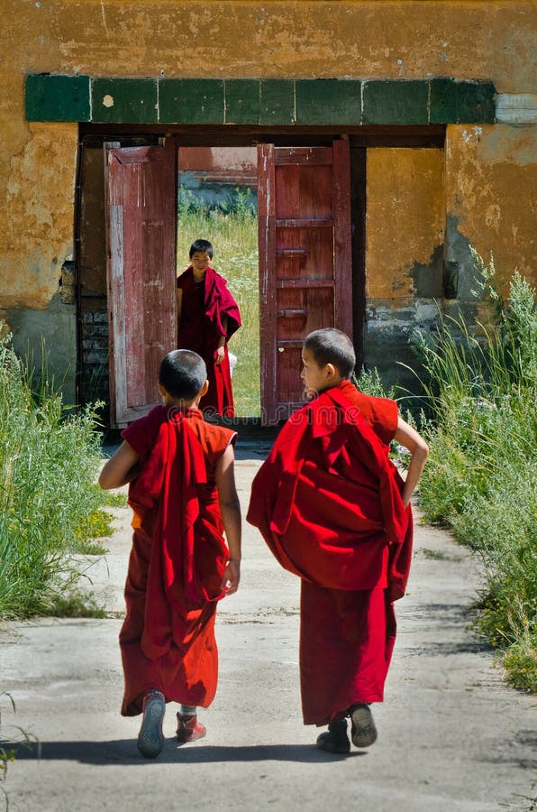 Young Mongolian monks in Amarbayasgalant Monastery royalty free stock photos Young Mongolian monks in Amarbayasgalant Monastery royalty free stock photos