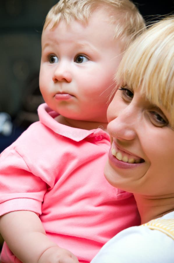 Young mother with baby boy