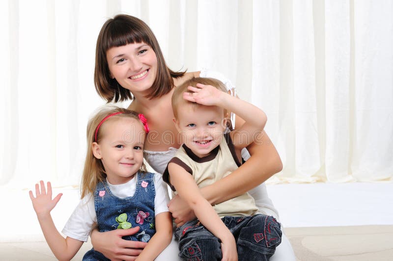 Young mother, her daughter and son