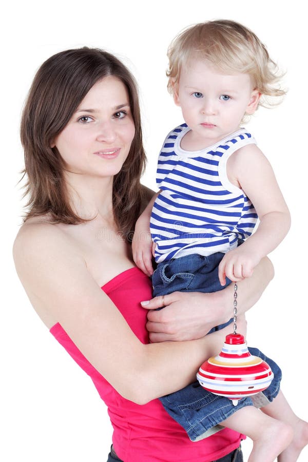 Young Mother Holds in Arms Her Little Son Stock Image Image of family