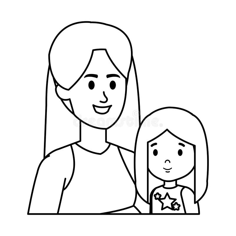 Young Mother with Little Daughter Stock Vector - Illustration of ...